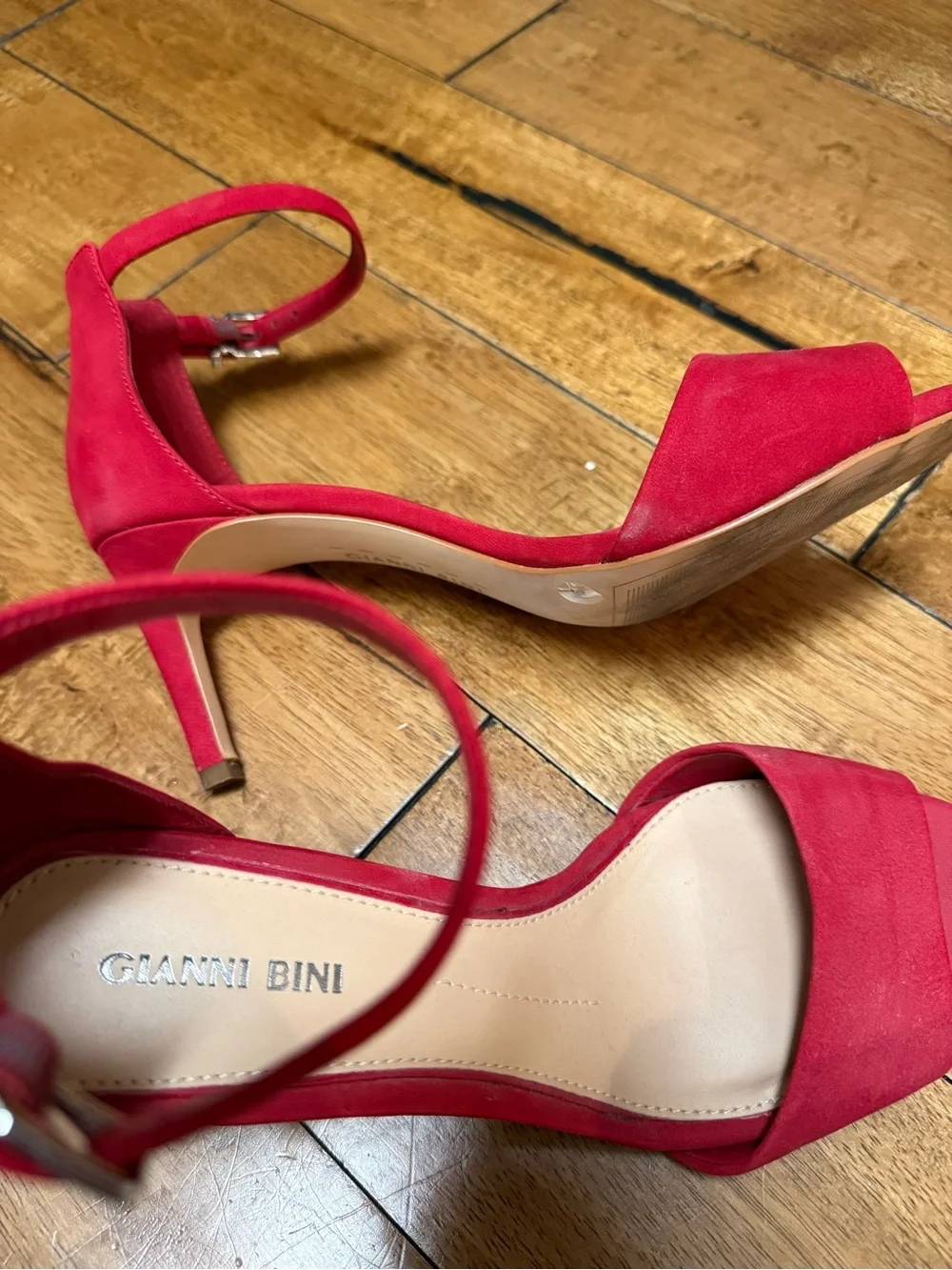 Gianni Bini Ankle-Strap Open-Toe Heels in Red